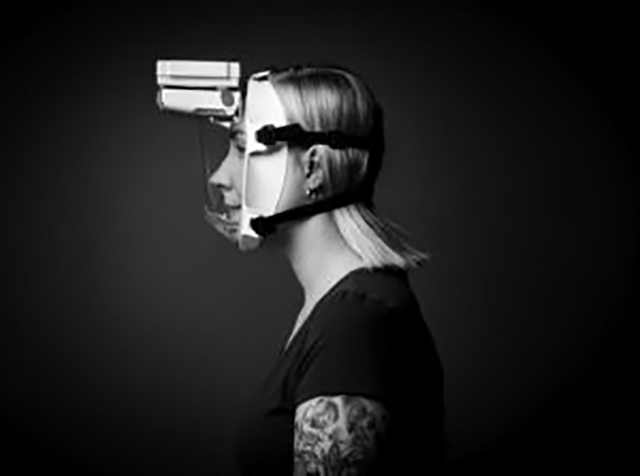 3Button Group, Woman with visor